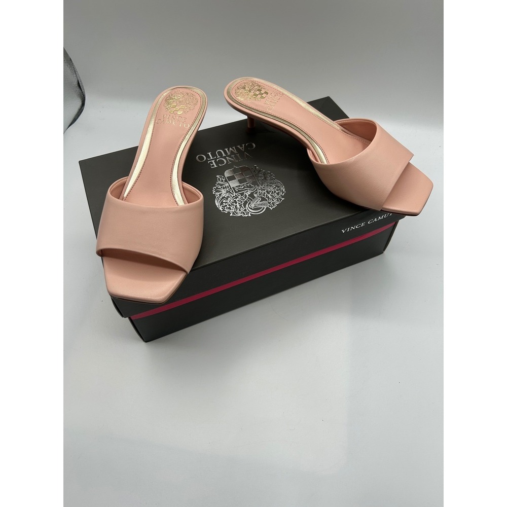 Vince Camuto Faiza Mules,Womens 6M,Pale Peony Pink Leather,Kitten Heel,(NIB) - Picture 10 of 14